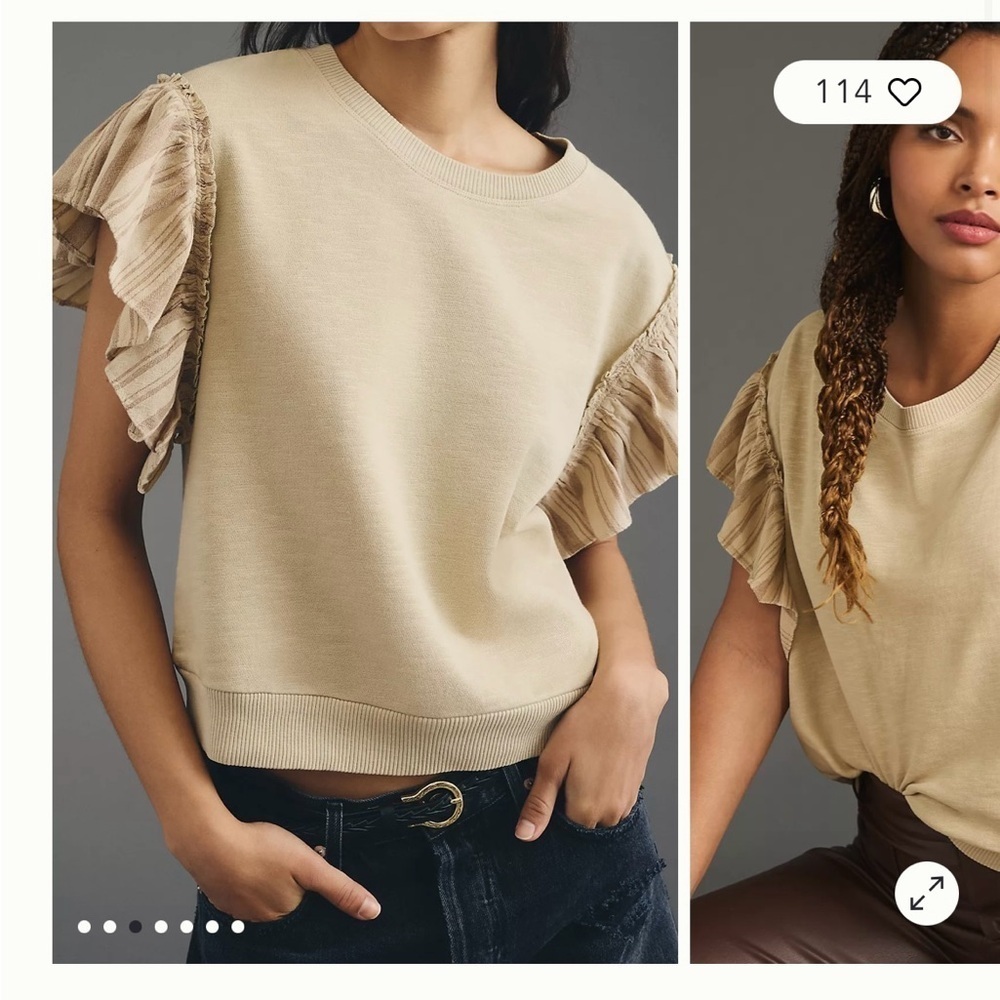Pilcro Anthropologie Flutter Sleeve Sweatshirt Tee Size XS